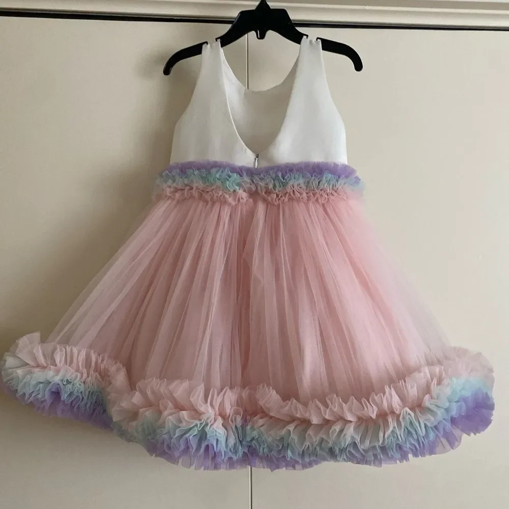 Elegant Pink and White Kids Toddler Formal Dress